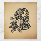 《星座》乙女座〔占星術の〕十二宮図アンティークルック ワインラベル (シングルラベル)