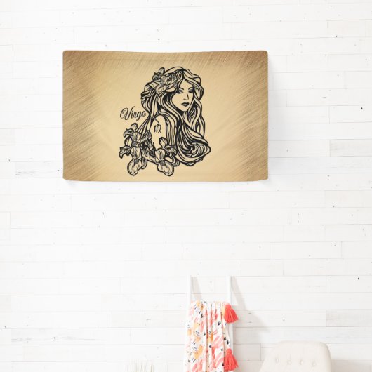 《星座》乙女座〔占星術の〕十二宮図アンティークルック 横断幕 (インサイチュ)