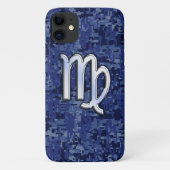 《星座》乙女座〔占星術の〕十二宮図オンネイビーブルーデジタル迷彩柄デコール Case-Mate iPhoneケース (裏面)