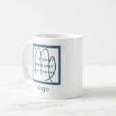 《星座》乙女座〔占星術の〕十二宮図サインおもしろい引用文ブルー&ホワイト誕生日 コーヒーマグカップ (正面左)