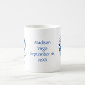 《星座》乙女座〔占星術の〕十二宮図サインアストロロジー誕生日ブルーホワイト コーヒーマグカップ (中央)