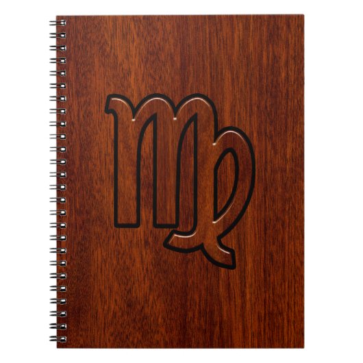 《星座》乙女座〔占星術の〕十二宮図サインインマホガニー木材スタイルデコール ノートブック (正面)