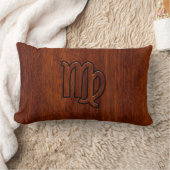 《星座》乙女座〔占星術の〕十二宮図サインインマホガニー木材スタイルデコール ランバークッション (ブランケット)