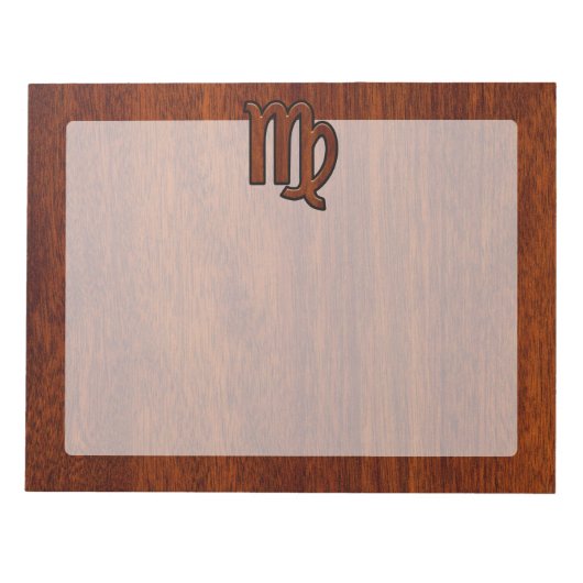 《星座》乙女座〔占星術の〕十二宮図サインインマホガニー木材スタイル ノートパッド (正面)