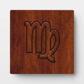 《星座》乙女座〔占星術の〕十二宮図サインインマホガニー木材スタイル フォトプラーク (正面)