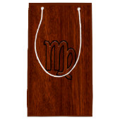 《星座》乙女座〔占星術の〕十二宮図サインインリッチマホガニーウッドスタイル スモールペーパーバッグ (正面)