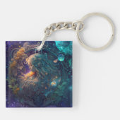 《星座》乙女座〔占星術の〕十二宮図サインウォーター色デザイン キーホルダー (裏面)