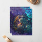 《星座》乙女座〔占星術の〕十二宮図サインウォーター色デザイン ノートカード (正面/裏面インサイチュ)