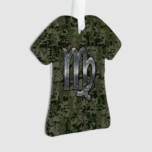 《星座》乙女座〔占星術の〕十二宮図サインオンオリーブグリーンデジタル迷彩柄 オーナメント (正面)