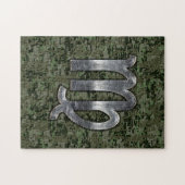 《星座》乙女座〔占星術の〕十二宮図サインオンオリーブグリーンデジタル迷彩柄 ジグソーパズル (横)