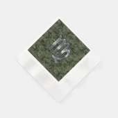 《星座》乙女座〔占星術の〕十二宮図サインオンオリーブグリーンデジタル迷彩柄 縁ありカクテルナプキン (角)