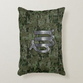 《星座》乙女座〔占星術の〕十二宮図サインオングリーンデジタル迷彩柄 アクセントクッション (正面(垂直))