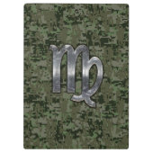 《星座》乙女座〔占星術の〕十二宮図サインオングリーンデジタル迷彩柄 クリップボード (裏面)