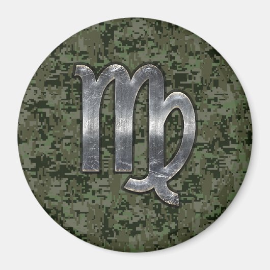 《星座》乙女座〔占星術の〕十二宮図サインオングリーンデジタル迷彩柄 マグネット (正面)