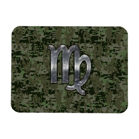 《星座》乙女座〔占星術の〕十二宮図サインオングリーンデジタル迷彩柄 マグネット (横)