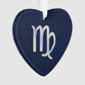 《星座》乙女座〔占星術の〕十二宮図サインオンネイビーブルーカーボンファイバースタイル オーナメント (正面)