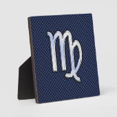 《星座》乙女座〔占星術の〕十二宮図サインオンネイビーブルーカーボンファイバースタイル フォトプラーク (正面)