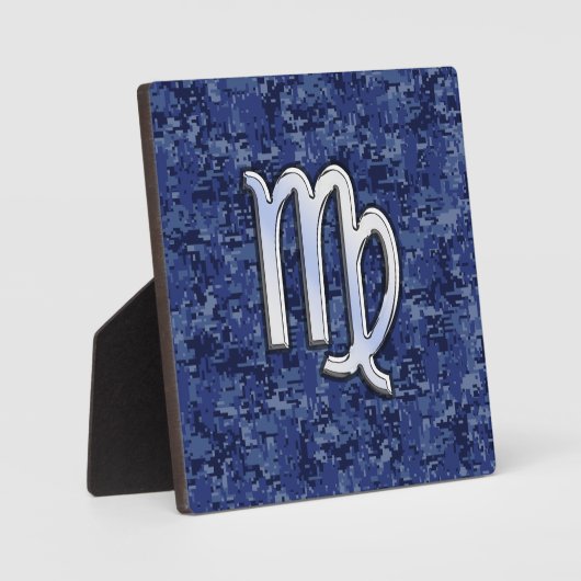《星座》乙女座〔占星術の〕十二宮図サインオンネイビーブルーデジタルカモフラージュ フォトプラーク (正面)