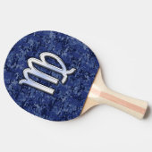 《星座》乙女座〔占星術の〕十二宮図サインオンネイビーブルーデジタルカモフラージュ 卓球ラケット (横)