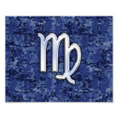 《星座》乙女座〔占星術の〕十二宮図サインオンネイビーブルーデジタル迷彩柄 フォトプリント (正面)