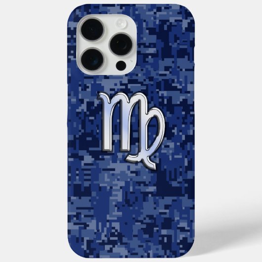 《星座》乙女座〔占星術の〕十二宮図サインオンネイビーブルーデジタル迷彩柄 Case-Mate iPhoneケース (裏面)
