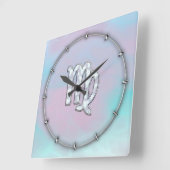 《星座》乙女座〔占星術の〕十二宮図サインオンパステルズヌカースタイルプリント スクエア壁時計 (傾斜)