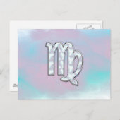 《星座》乙女座〔占星術の〕十二宮図サインオンパステルズマザーオブパールスタイル ポストカード (正面/裏面)