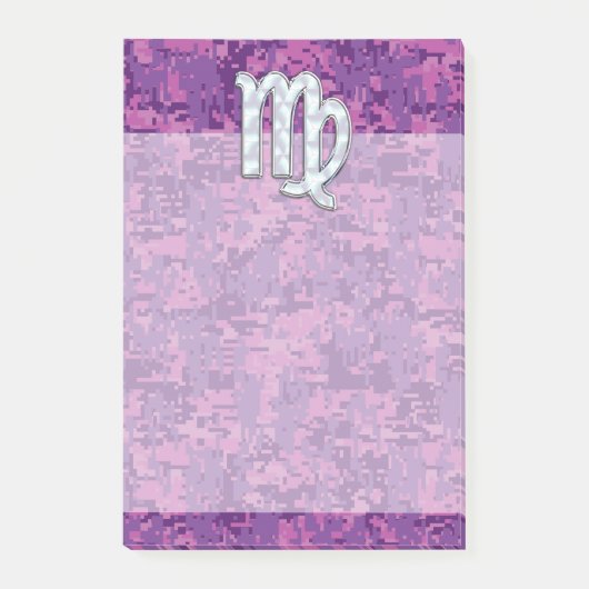 《星座》乙女座〔占星術の〕十二宮図サインオンピンクデジタルカモグ ポストイット (正面)