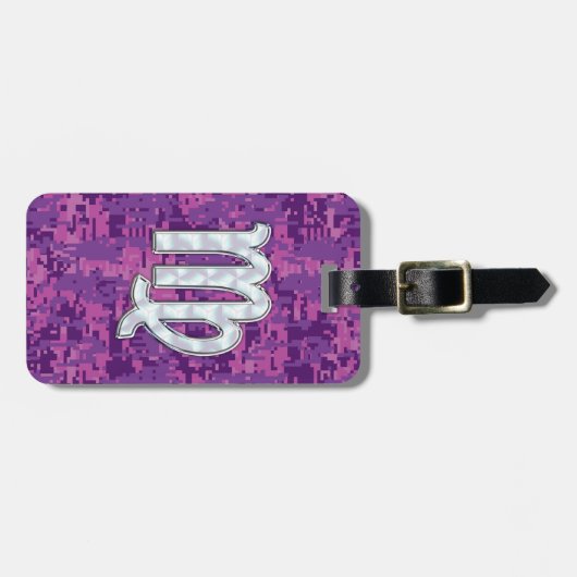 《星座》乙女座〔占星術の〕十二宮図サインオンピンクデジタルカモグ ラゲッジタグ (正面横)