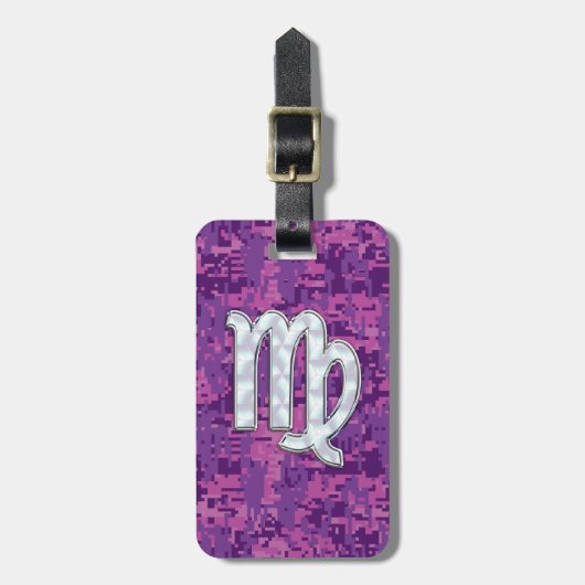 《星座》乙女座〔占星術の〕十二宮図サインオンピンクデジタルカモグ ラゲッジタグ (正面縦)