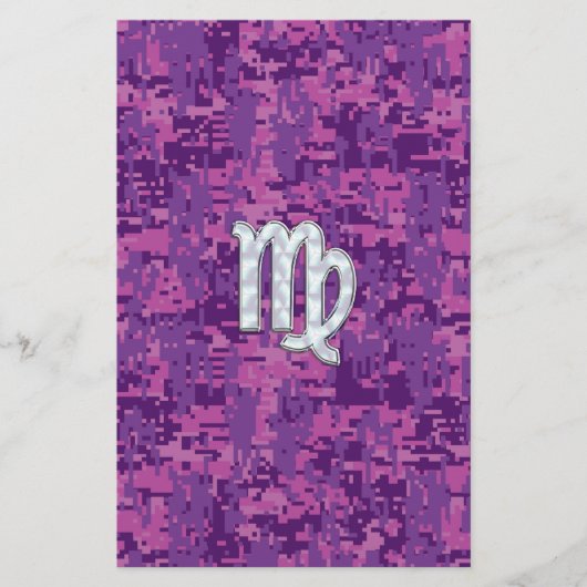 《星座》乙女座〔占星術の〕十二宮図サインオンピンクデジタルカモグ 便箋 (正面)