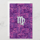 《星座》乙女座〔占星術の〕十二宮図サインオンピンクデジタルカモグ 便箋 (正面/裏面)