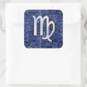 《星座》乙女座〔占星術の〕十二宮図サインオンブルーデジタルカモフラージュ スクエアシール (バッグ)