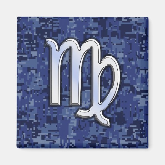 《星座》乙女座〔占星術の〕十二宮図サインオンブルーデジタルカモフラージュ マグネット (正面)