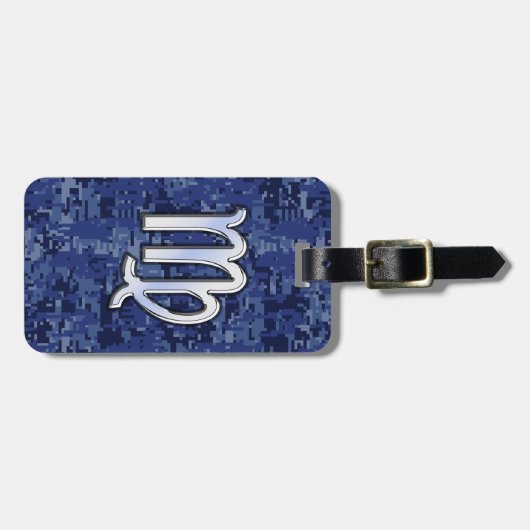 《星座》乙女座〔占星術の〕十二宮図サインオンブルーデジタルカモフラージュ ラゲッジタグ (正面横)