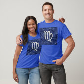 《星座》乙女座〔占星術の〕十二宮図サインオンブルーデジタルカモフラージュ Tシャツ (ユニセックス)