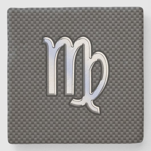 《星座》乙女座〔占星術の〕十二宮図サインオン炭炭素繊維スタイル ストーンコースター (正面)