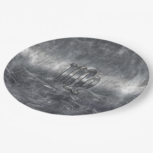 《星座》乙女座〔占星術の〕十二宮図サインシルバー動揺してスタイル ペーパープレート (アングル)