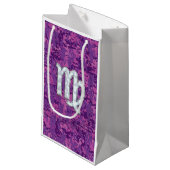 《星座》乙女座〔占星術の〕十二宮図サインピンク明るい赤紫色デジタル偽装 スモールペーパーバッグ (正面アングル)