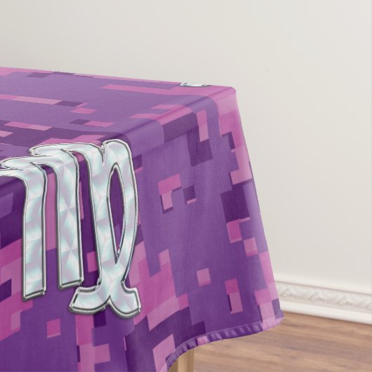 《星座》乙女座〔占星術の〕十二宮図サインピンク明るい赤紫色デジタル偽装 テーブルクロス (インサイチュ)