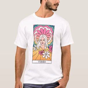 《星座》乙女座〔占星術の〕十二宮図サイン抽象芸術アートヴィンテージ Tシャツ