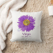 《星座》乙女座〔占星術の〕十二宮図サイン装飾用クッションパープルアスター花 クッション (ブランケット)