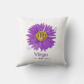 《星座》乙女座〔占星術の〕十二宮図サイン装飾用クッションパープルアスター花 クッション (裏面)