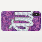 《星座》乙女座〔占星術の〕十二宮図サイン鮮やか明るい赤紫色デジタル迷彩柄 Case-Mate iPhoneケース (裏面(横))