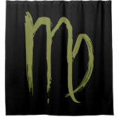 《星座》乙女座〔占星術の〕十二宮図サイン7月威厳がある緑星占い シャワーカーテン (正面)