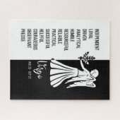 《星座》乙女座〔占星術の〕十二宮図サイン、白黒ジグソーパズル ジグソーパズル (横)