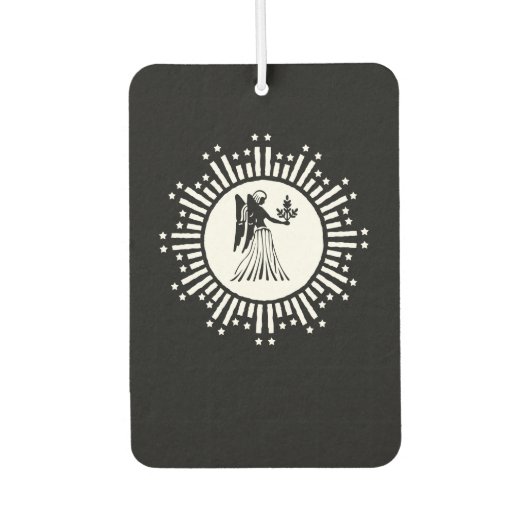 《星座》乙女座〔占星術の〕十二宮図シンボルと星と放射日が差すこと カーエアーフレッシュナー (正面)