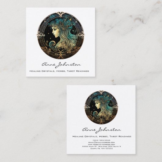 《星座》乙女座〔占星術の〕十二宮図スクエアビジネスカード スクエア名刺 (正面/裏面)