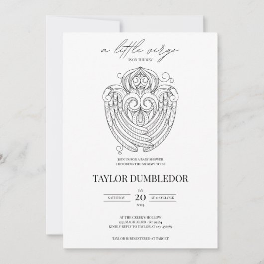 《星座》乙女座〔占星術の〕十二宮図スターサイン星占いベビーシャワー 招待状 (正面)