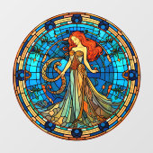 《星座》乙女座〔占星術の〕十二宮図フェイク標識ステンドグラス窓貼り ウィンドウサイン (シート)